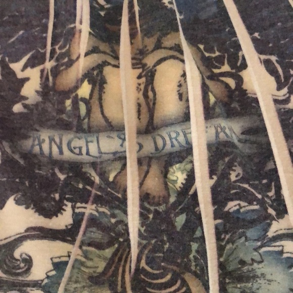 Daniel Benjamin medium ivory long tee 3/4 sleeve print tee perfect cover up - Picture 9 of 12